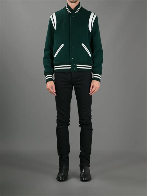 ysl varsity jacket|saint laurent jacket green teddy.